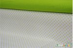 Bawełna 50cm x 150cm - Zielone, jaśniejsze groszki na białym